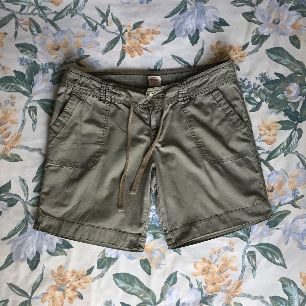 Army Green Cargo Khaki Long Drawstring Shorts